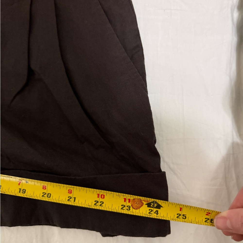 Old Money Willi Smith Chocolate Brown Mid/High Waist Linen Shorts Sz 6 - Picture 8 of 8
